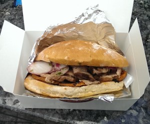 Pan con Chicharron, courtesy the Peruvian Brothers food truck