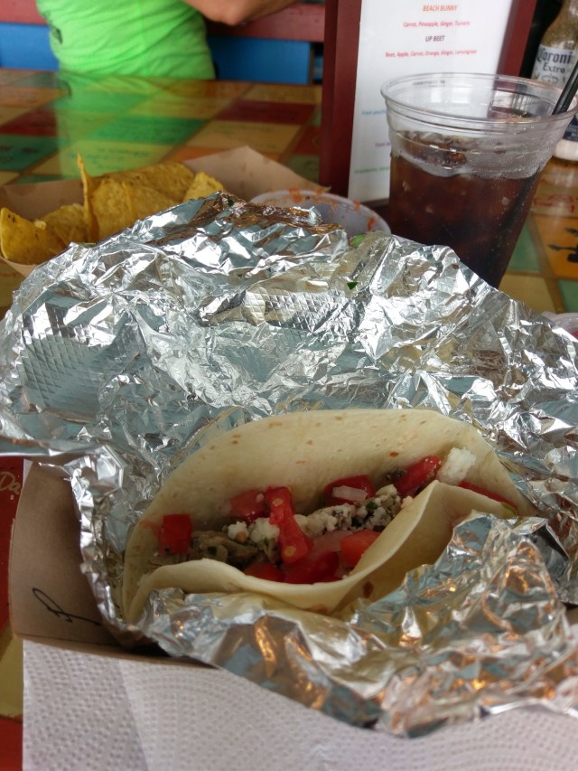 Duck soft tacos at Coastsl Cantina