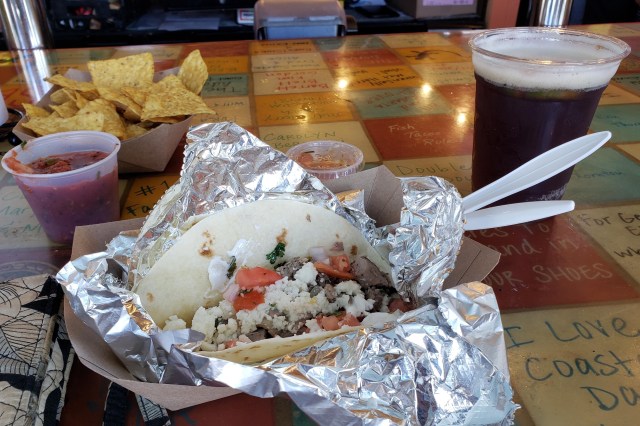 Pato (duck) tacos with a beer