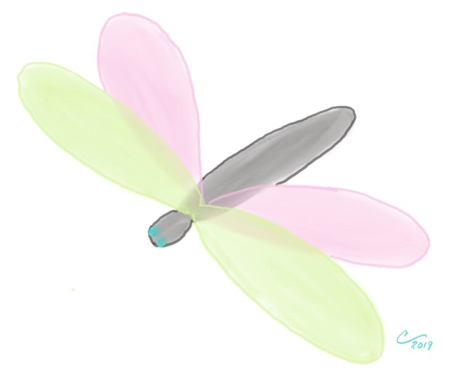 Cartoon sketch of a dragonfly