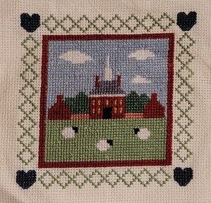 Cross stitch of the Governors Palace in Williamsburg Virginia 