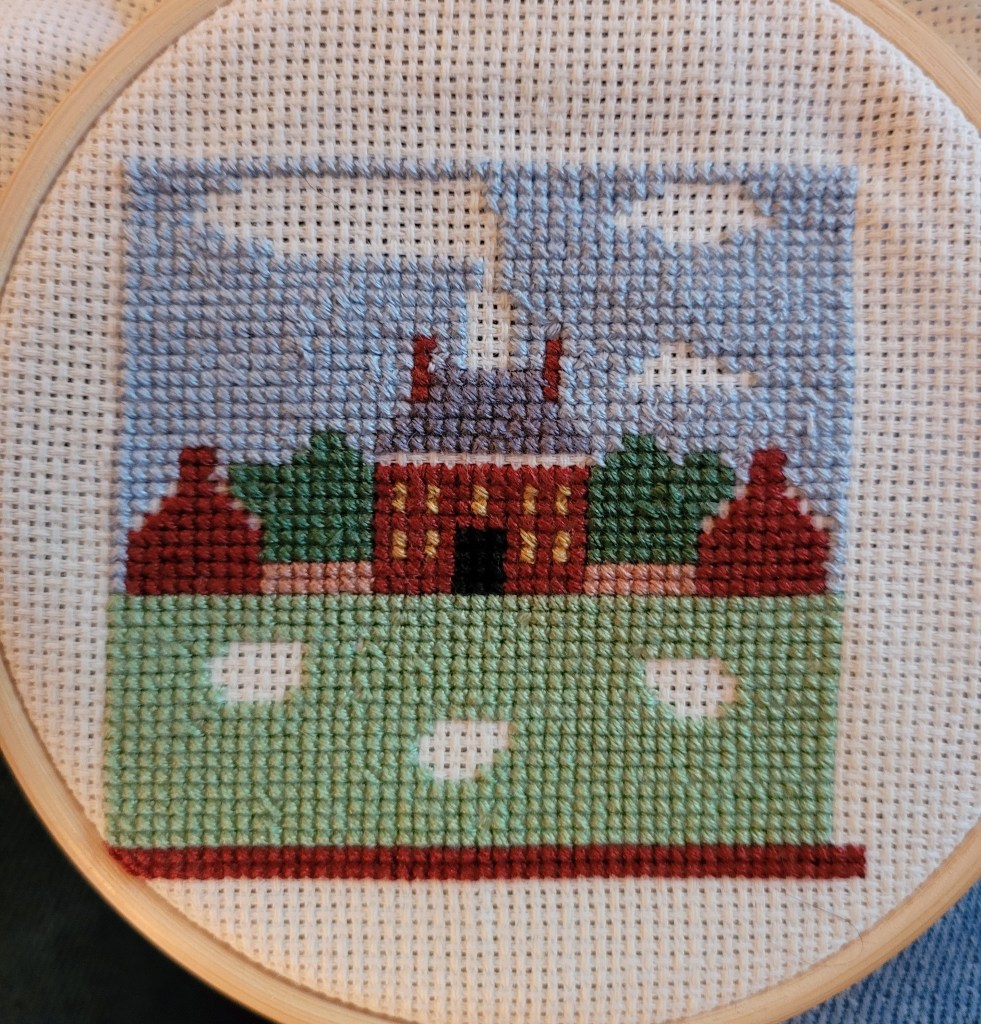 Work in Progress - Cross Stitch of the Governors Palace in Williamsburg Virginia