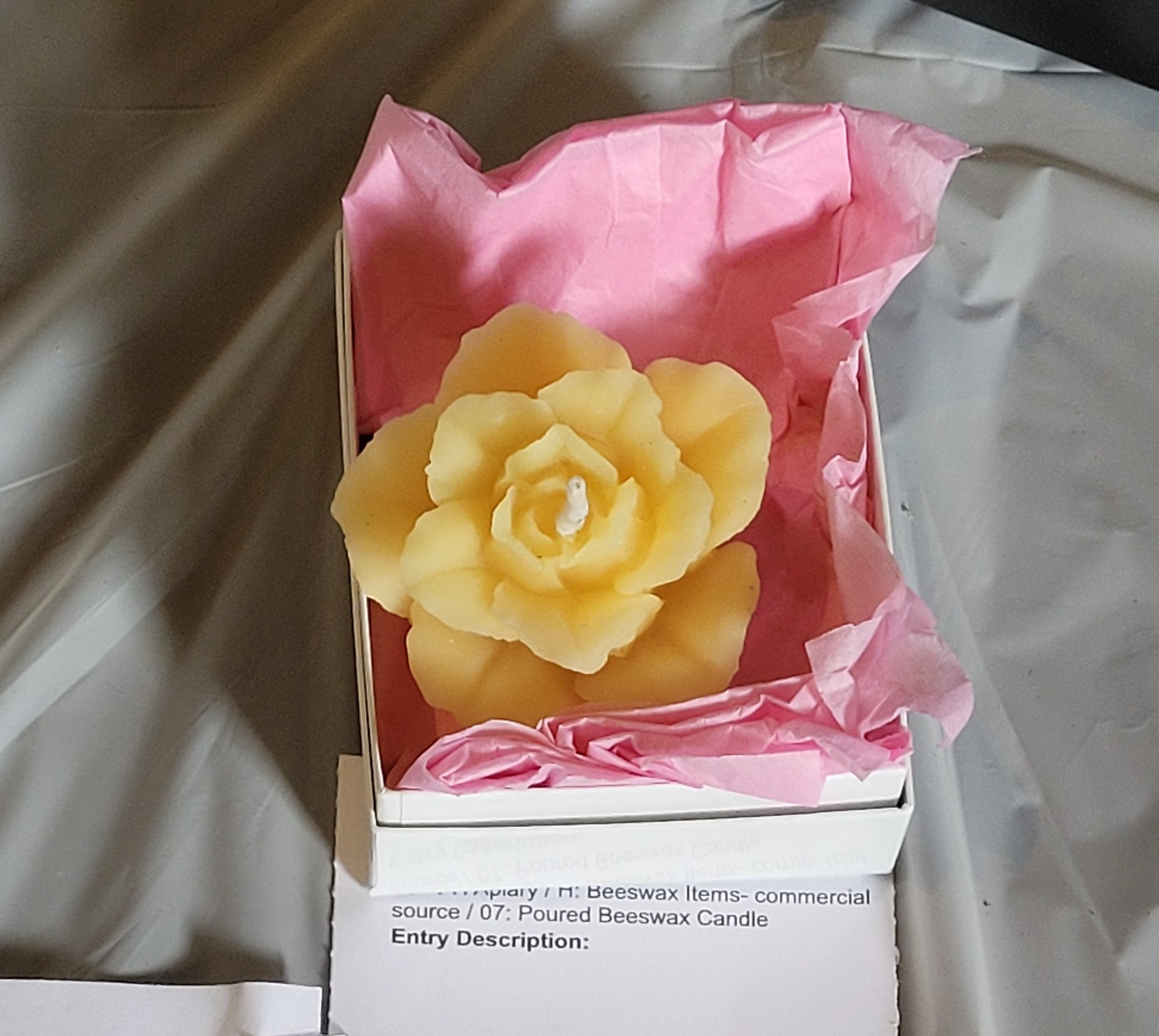 Winning beeswax candle entry - it has been shaped into a lovely rose