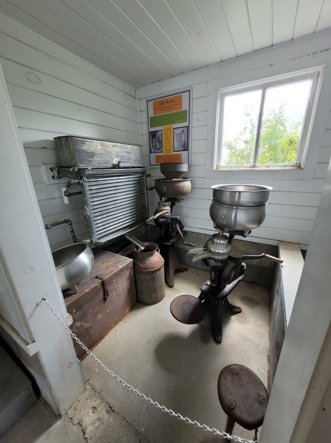 Interior shot of the Milk room with very old milk processing equipment