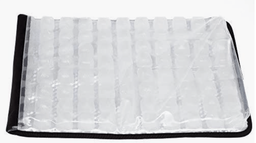 A fabric mat with an ice sheet insert for keeping things cold on counters