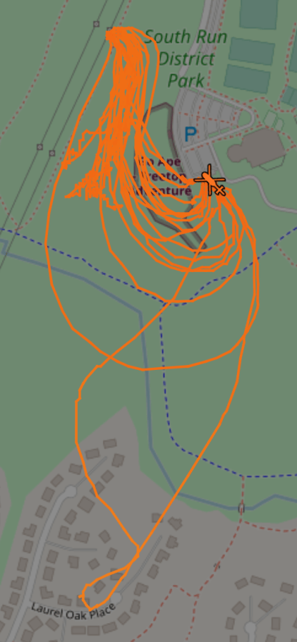 Screenshot from ADS-B Exchange showing a helicopter looping around the neighborhood